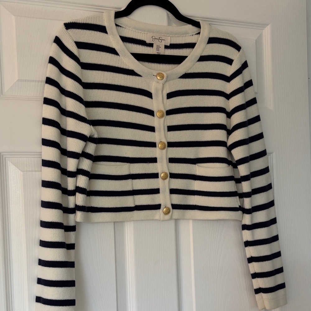 Striped Navy and White Women's Sweater